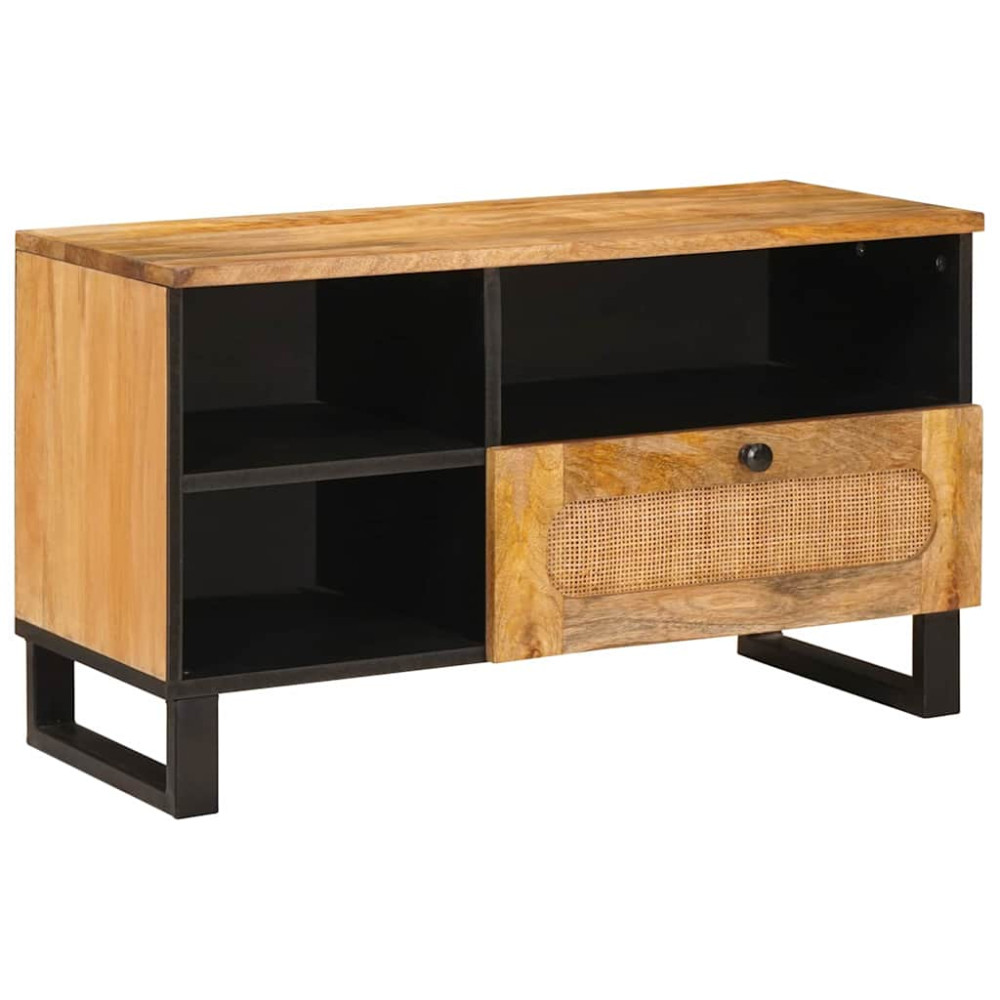 Produktbild för TV-skåp med låda Brun 80 x 33 x 46 cm Massivt mangoträ