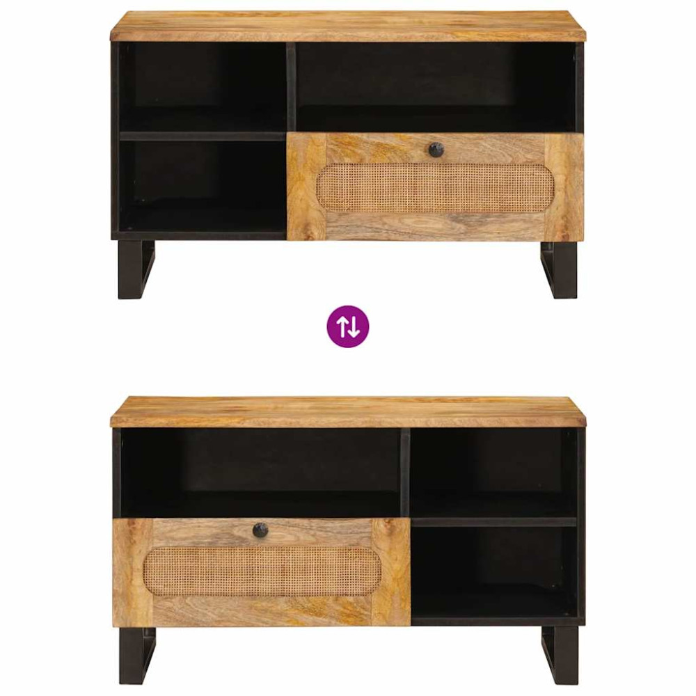 Produktbild för TV-skåp med låda Brun 80 x 33 x 46 cm Massivt mangoträ