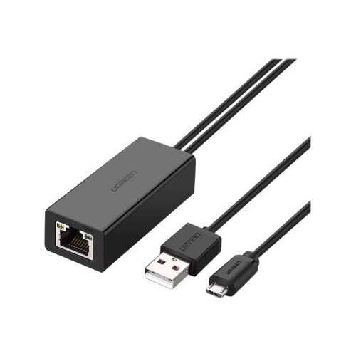Ugreen Ugreen Micro USB to RJ45 Lan Network Adaptor with USB 2.0 Power Cable - nätverksadapter - USB 2.0 - 10/100 Ethernet x 1