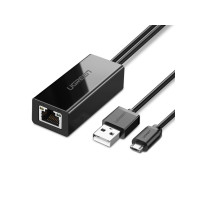 Produktbild för Ugreen Micro USB to RJ45 Lan Network Adaptor with USB 2.0 Power Cable - nätverksadapter - USB 2.0 - 10/100 Ethernet x 1