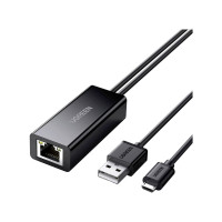 Produktbild för Ugreen Micro USB to RJ45 Lan Network Adaptor with USB 2.0 Power Cable - nätverksadapter - USB 2.0 - 10/100 Ethernet x 1