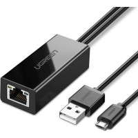 Produktbild för Ugreen Micro USB to RJ45 Lan Network Adaptor with USB 2.0 Power Cable - nätverksadapter - USB 2.0 - 10/100 Ethernet x 1