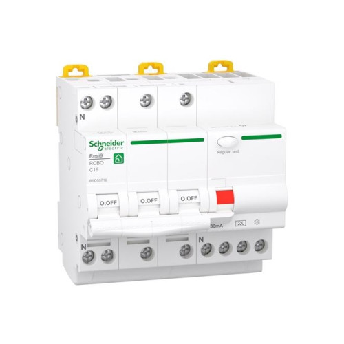 SCHNEIDER ELECTRIC Resi9 XP RCBO/kombinationsbrytare 3PN C-karaktär 16A 6kA 30m...