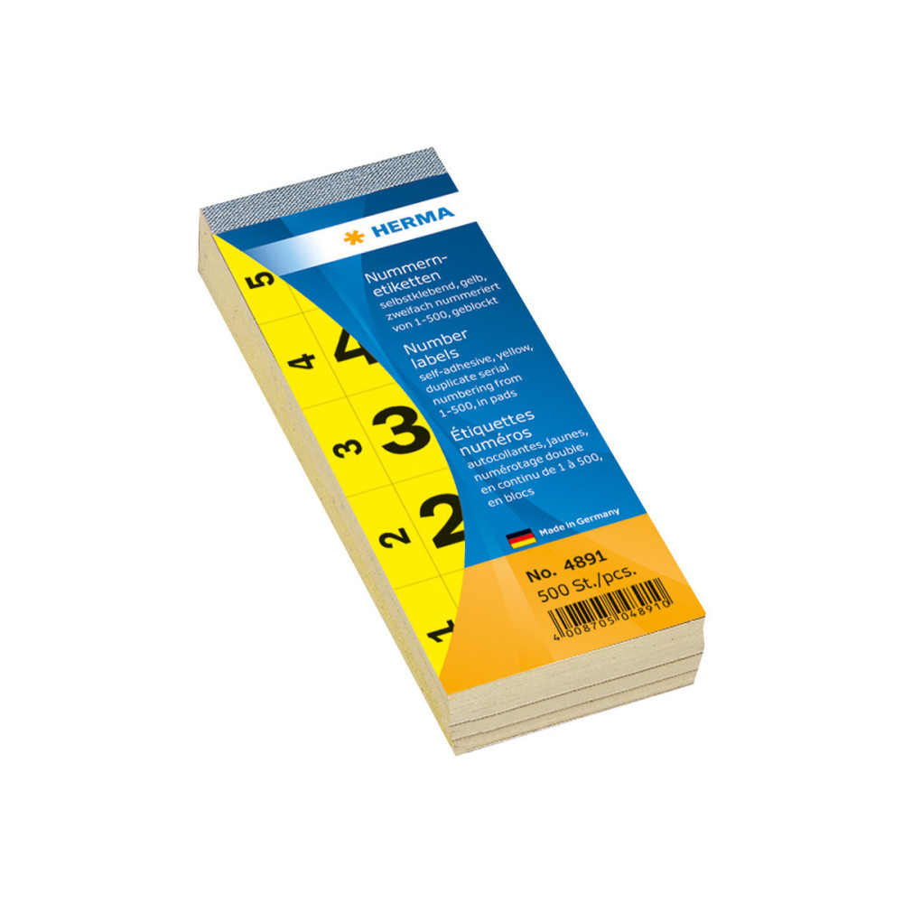 Produktbild för HERMA - dekorationsbindemedel - nummer 1-500 - 2.8 x 5.6 cm - gul - papper
