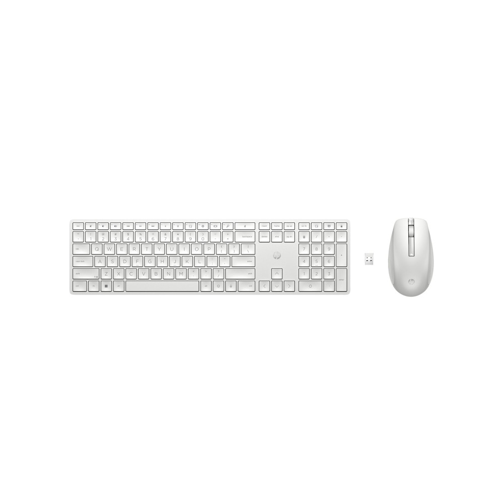 Produktbild för HP 650 - sats med tangentbord och mus - QWERTY - engelska - vit Inmatningsenhet