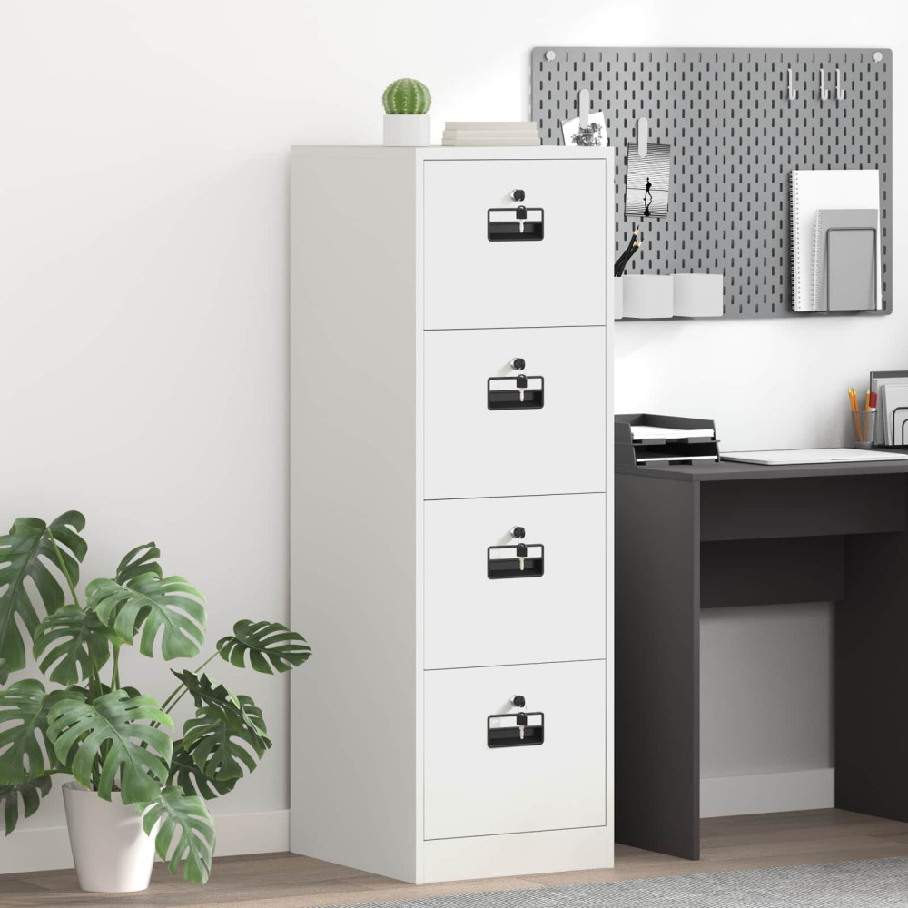 Produktbild för Arkivkåp med låda 2 pcs Vit 44 x 50 x 139 cm Kallvalsat Stål
