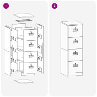 Produktbild för Arkivkåp med låda 2 pcs Vit 44 x 50 x 139 cm Kallvalsat Stål