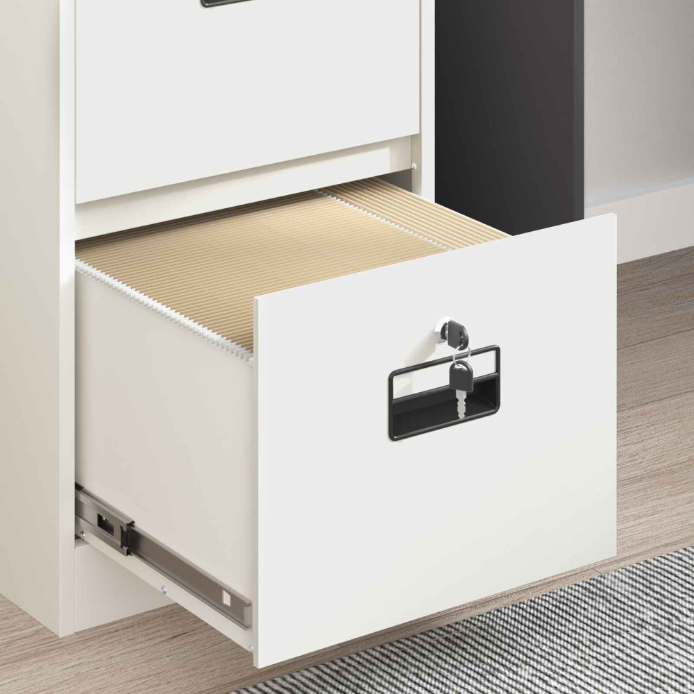 Produktbild för Arkivkåp med låda 2 pcs Vit 44 x 50 x 139 cm Kallvalsat Stål
