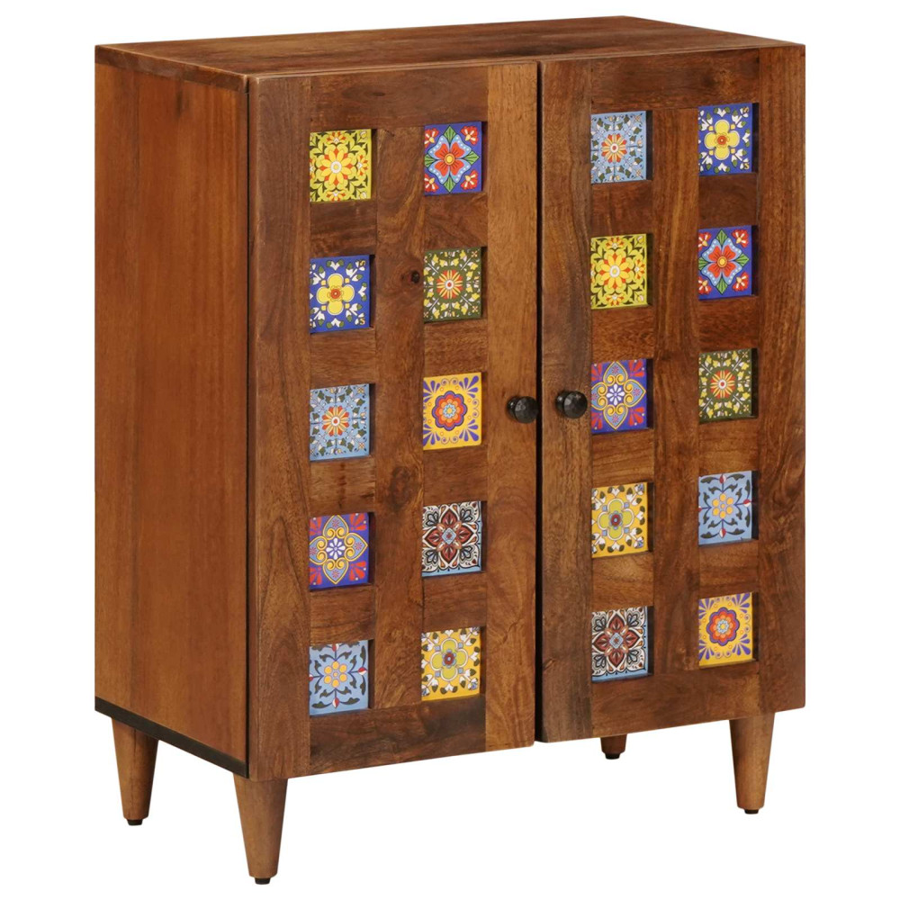 Produktbild för Sideboard Valnöt 60 x 33 x 75 cm Massivt mangoträ