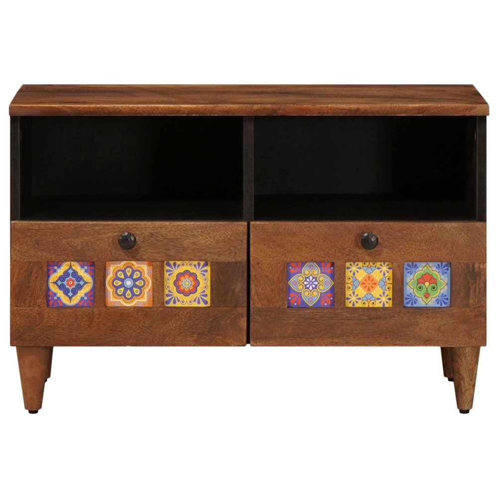 Produktbild för Kaffeebord med låda Brun 80 x 54 x 40 cm Massivt mangoträ