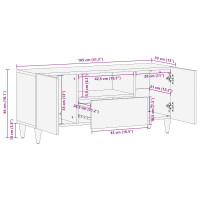 Produktbild för TV-skåp med låda Valnöt 105 x 33 x 46 cm Massivt mangoträ