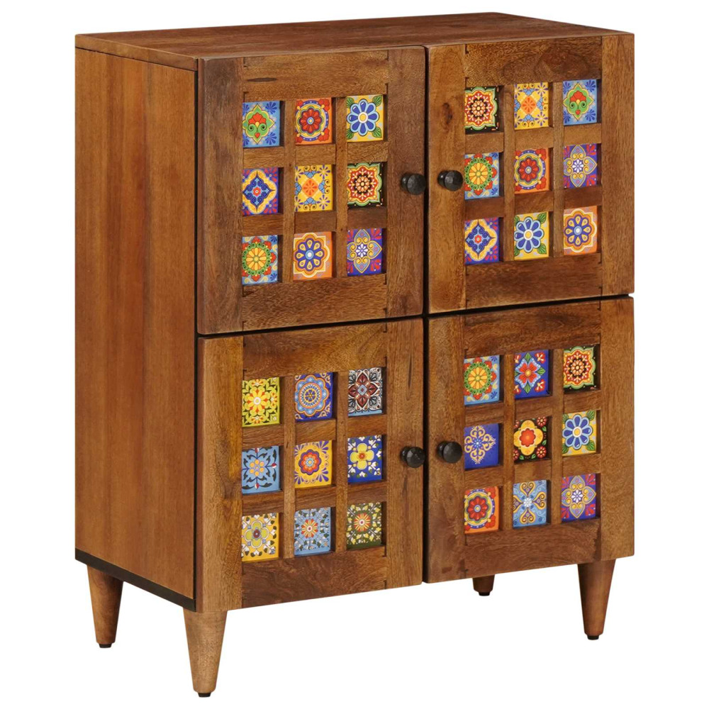 Produktbild för Sideboard med lagring Valnöt 60 x 33 x 75 cm Massivt mangoträ