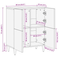 Produktbild för Sideboard med lagring Valnöt 60 x 33 x 75 cm Massivt mangoträ