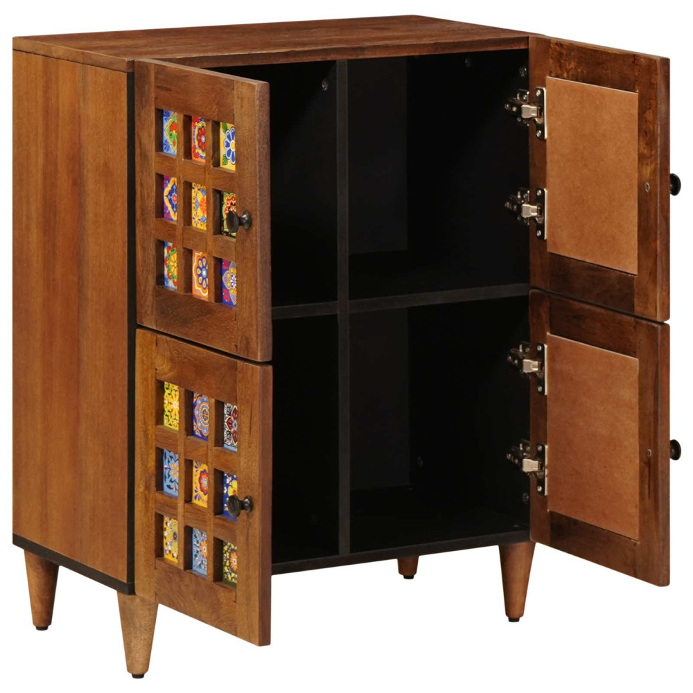 Produktbild för Sideboard med lagring Valnöt 60 x 33 x 75 cm Massivt mangoträ
