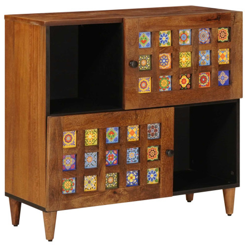 vidaXL Sideboard med lagring Valnöt 80 x 33 x 75 cm Massivt mangoträ