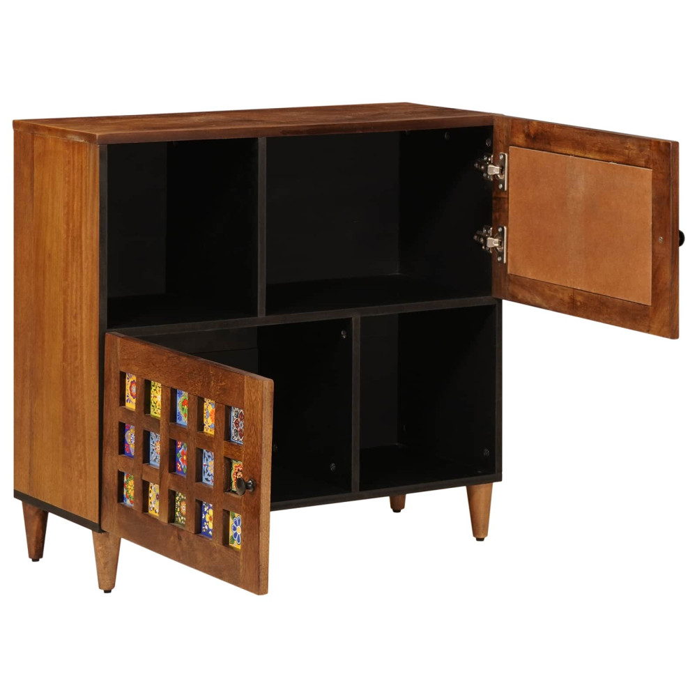 Produktbild för Sideboard med lagring Valnöt 80 x 33 x 75 cm Massivt mangoträ