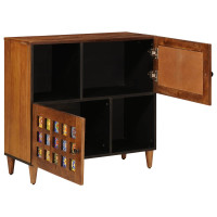 Produktbild för Sideboard med lagring Valnöt 80 x 33 x 75 cm Massivt mangoträ