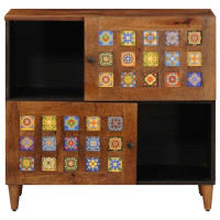 Produktbild för Sideboard med lagring Valnöt 80 x 33 x 75 cm Massivt mangoträ