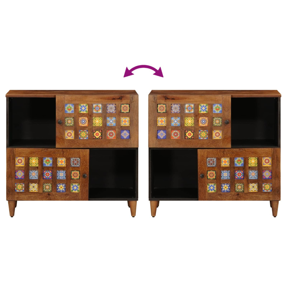 Produktbild för Sideboard med lagring Valnöt 80 x 33 x 75 cm Massivt mangoträ
