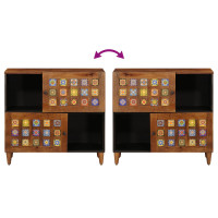 Produktbild för Sideboard med lagring Valnöt 80 x 33 x 75 cm Massivt mangoträ