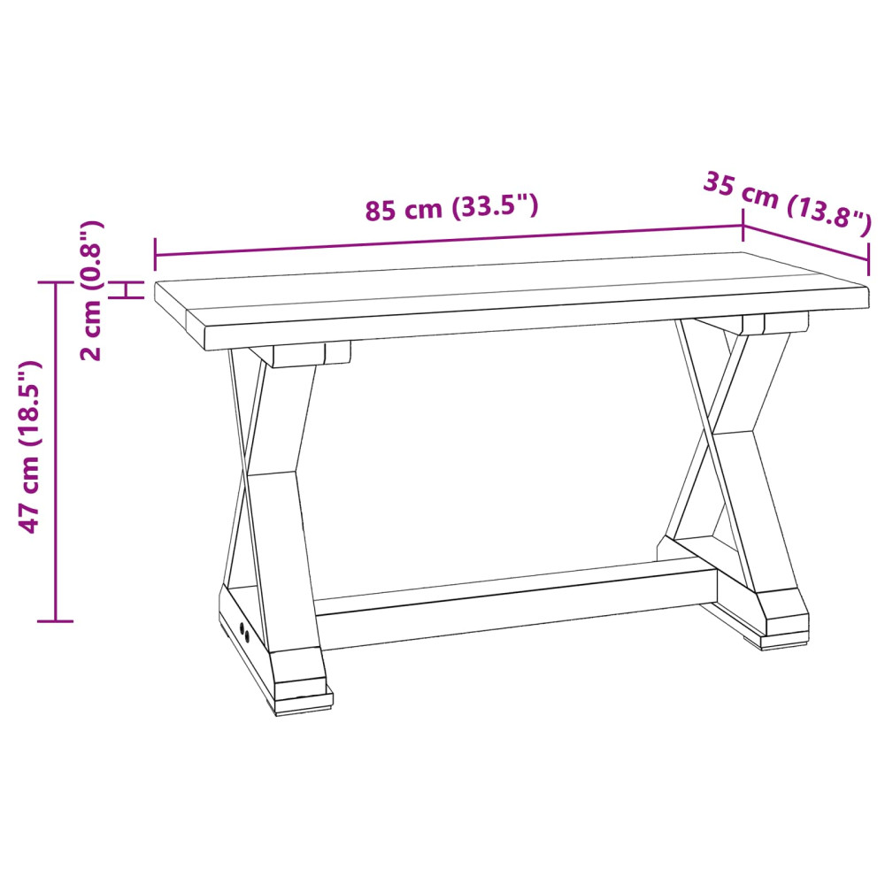 Produktbild för bänk Naturfärg 85 x 35 x 46 cm Massivt återvunnet trä