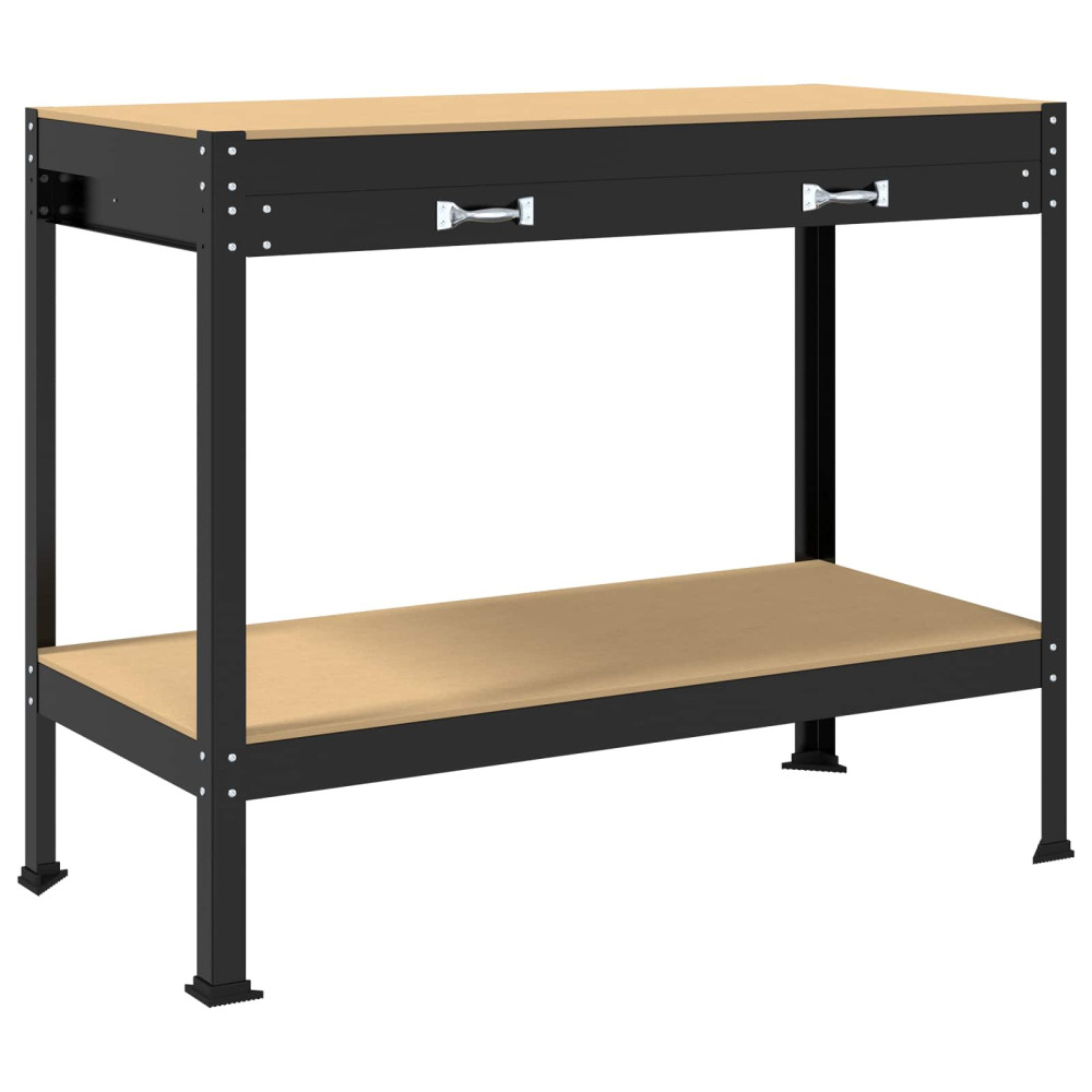 Produktbild för Arbetsbänk Svart 114 x 54 x 91 cm Konstruktions trä och metall