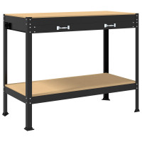 Produktbild för Arbetsbänk Svart 114 x 54 x 91 cm Konstruktions trä och metall