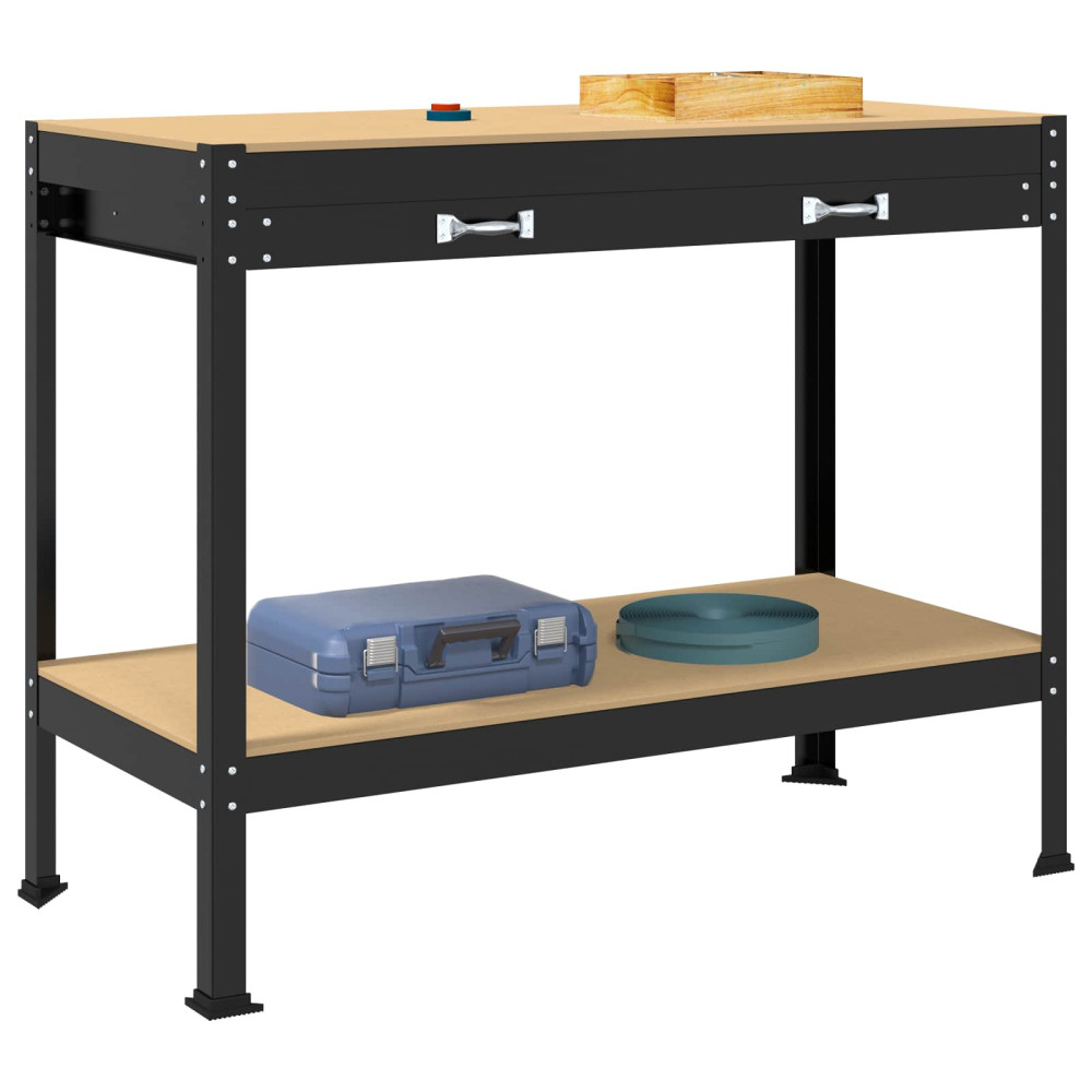 Produktbild för Arbetsbänk Svart 114 x 54 x 91 cm Konstruktions trä och metall