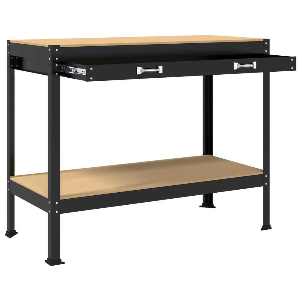 Produktbild för Arbetsbänk Svart 114 x 54 x 91 cm Konstruktions trä och metall