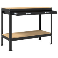 Produktbild för Arbetsbänk Svart 114 x 54 x 91 cm Konstruktions trä och metall