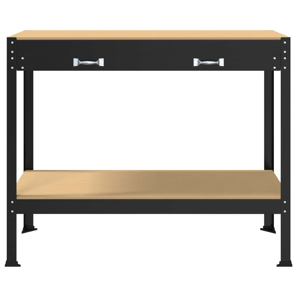 Produktbild för Arbetsbänk Svart 114 x 54 x 91 cm Konstruktions trä och metall