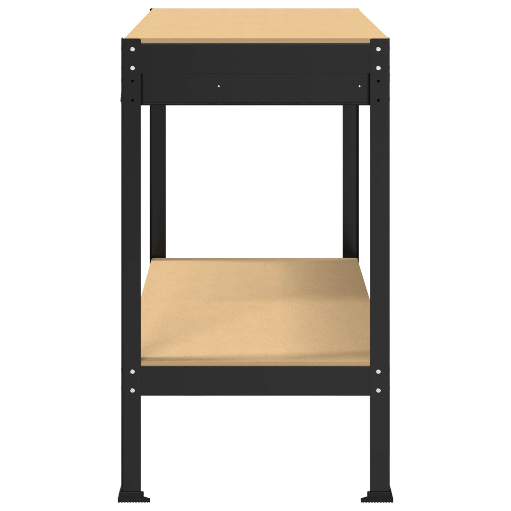 Produktbild för Arbetsbänk Svart 114 x 54 x 91 cm Konstruktions trä och metall
