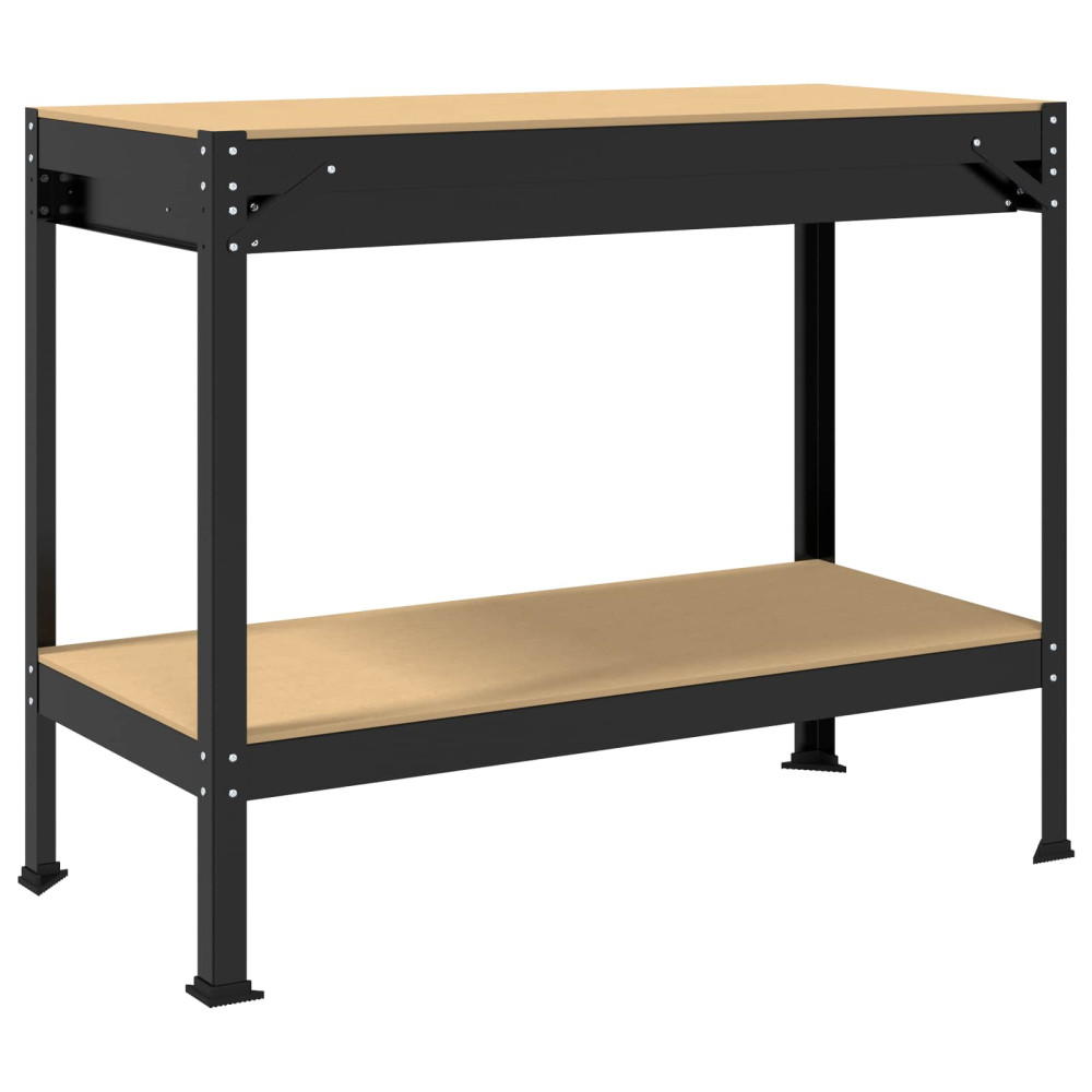 Produktbild för Arbetsbänk Svart 114 x 54 x 91 cm Konstruktions trä och metall