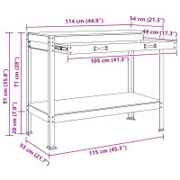 Produktbild för Arbetsbänk Svart 114 x 54 x 91 cm Konstruktions trä och metall