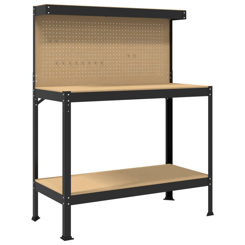 Produktbild för Arbetsbänk Svart 114 x 54 x 145 cm Konstruktions trä och metall
