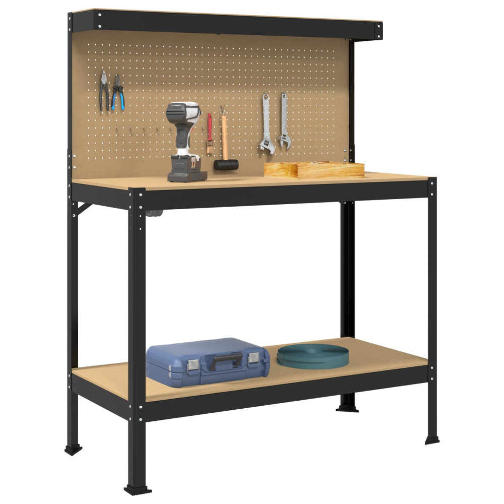 Produktbild för Arbetsbänk Svart 114 x 54 x 145 cm Konstruktions trä och metall