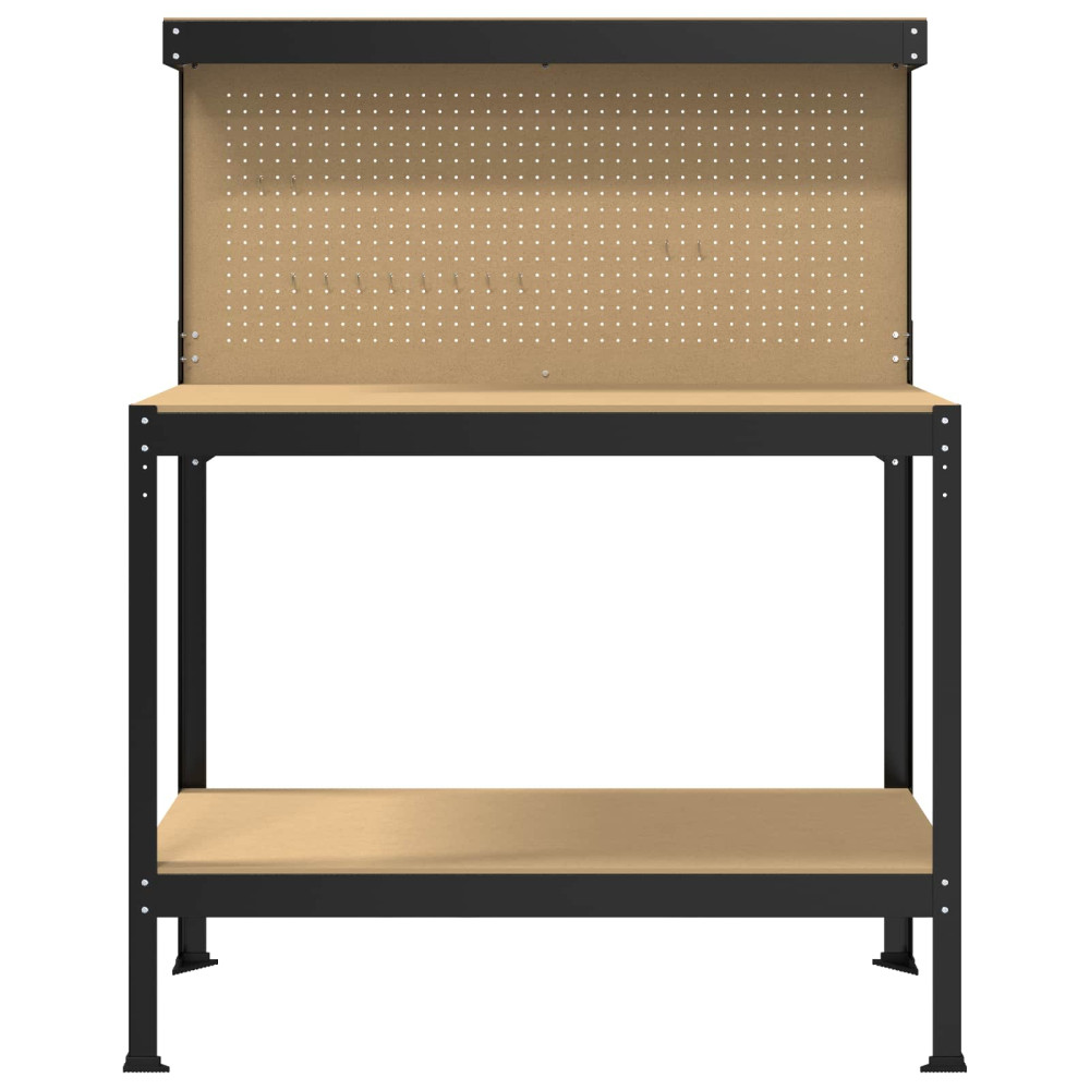 Produktbild för Arbetsbänk Svart 114 x 54 x 145 cm Konstruktions trä och metall