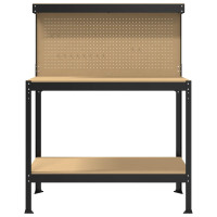 Produktbild för Arbetsbänk Svart 114 x 54 x 145 cm Konstruktions trä och metall