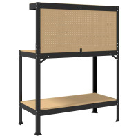 Produktbild för Arbetsbänk Svart 114 x 54 x 145 cm Konstruktions trä och metall