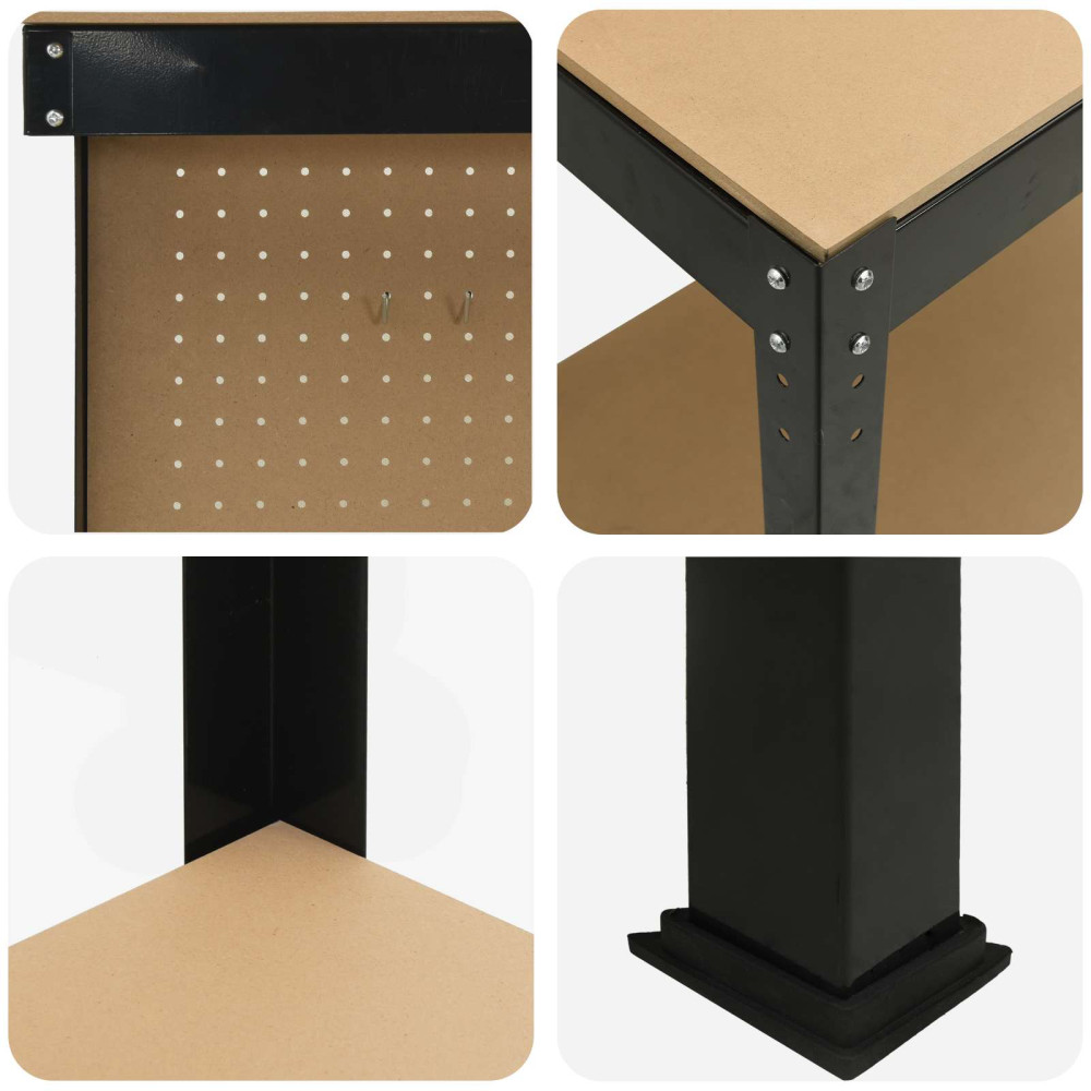 Produktbild för Arbetsbänk Svart 114 x 54 x 145 cm Konstruktions trä och metall
