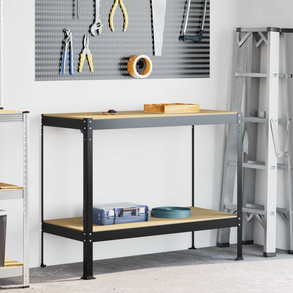 Produktbild för Arbetsbänk Svart 115 x 55 x 91 cm Konstruktions trä och metall