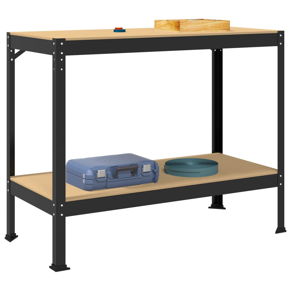 Produktbild för Arbetsbänk Svart 115 x 55 x 91 cm Konstruktions trä och metall