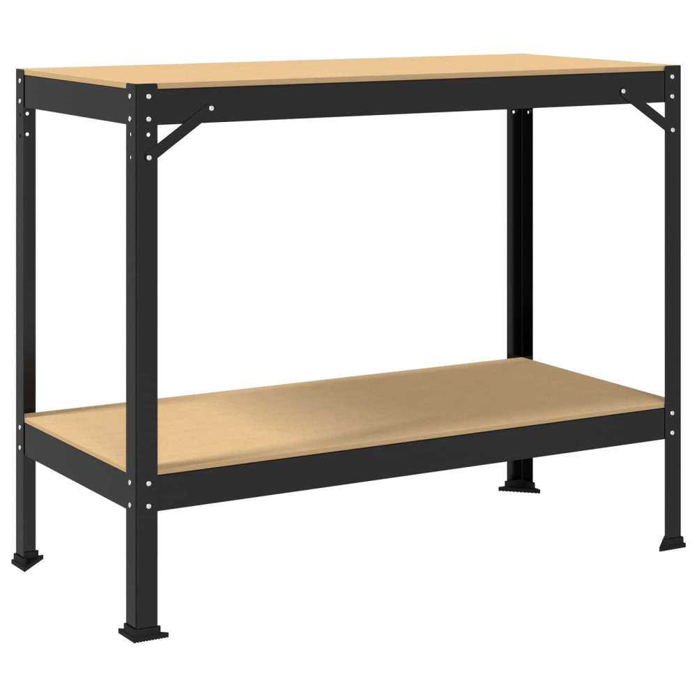 Produktbild för Arbetsbänk Svart 115 x 55 x 91 cm Konstruktions trä och metall