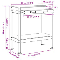 Produktbild för Arbetsbänk Svart 80 x 40 x 91 cm Konstruktions trä och metall