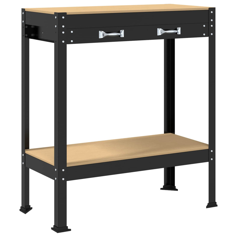 Produktbild för Arbetsbänk Svart 80 x 40 x 91 cm Konstruktions trä och metall