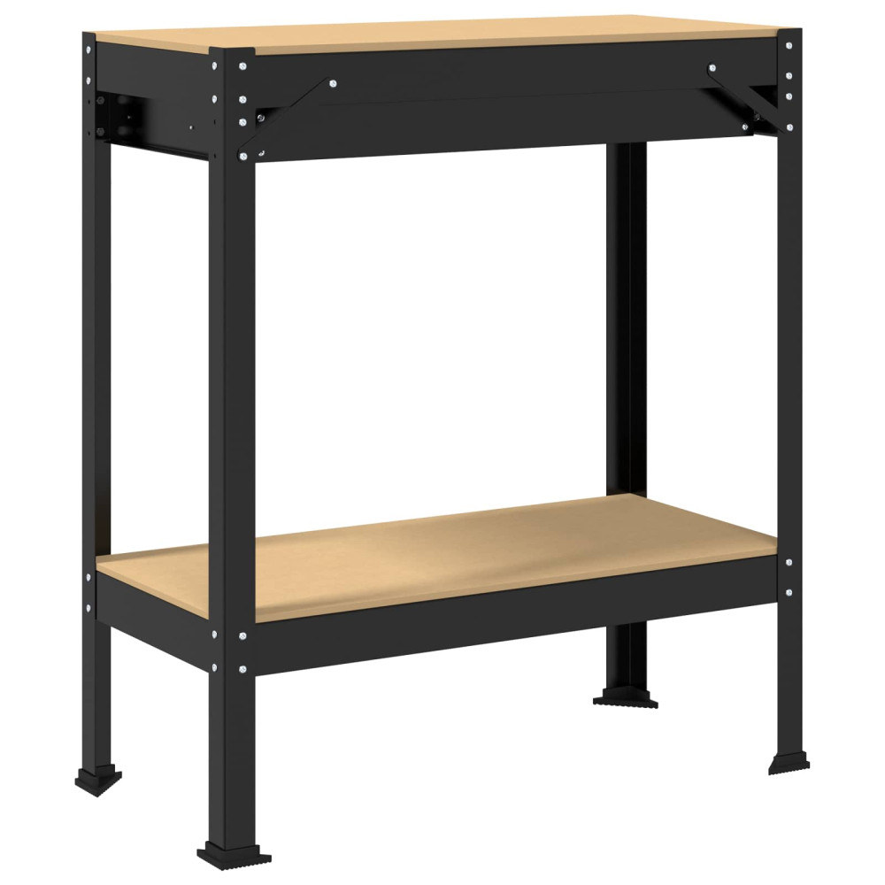 Produktbild för Arbetsbänk Svart 80 x 40 x 91 cm Konstruktions trä och metall