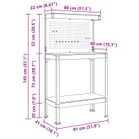 Produktbild för Arbetsbänk Svart 81 x 41 x 145 cm Konstruktions trä och metall