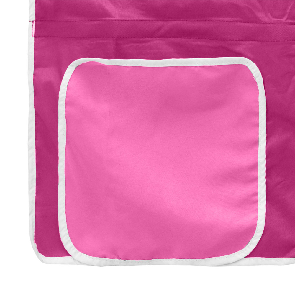Produktbild för Barns LOFT SÄNG RAM med Gardiner Vit och Rosa 90 x 200 cm