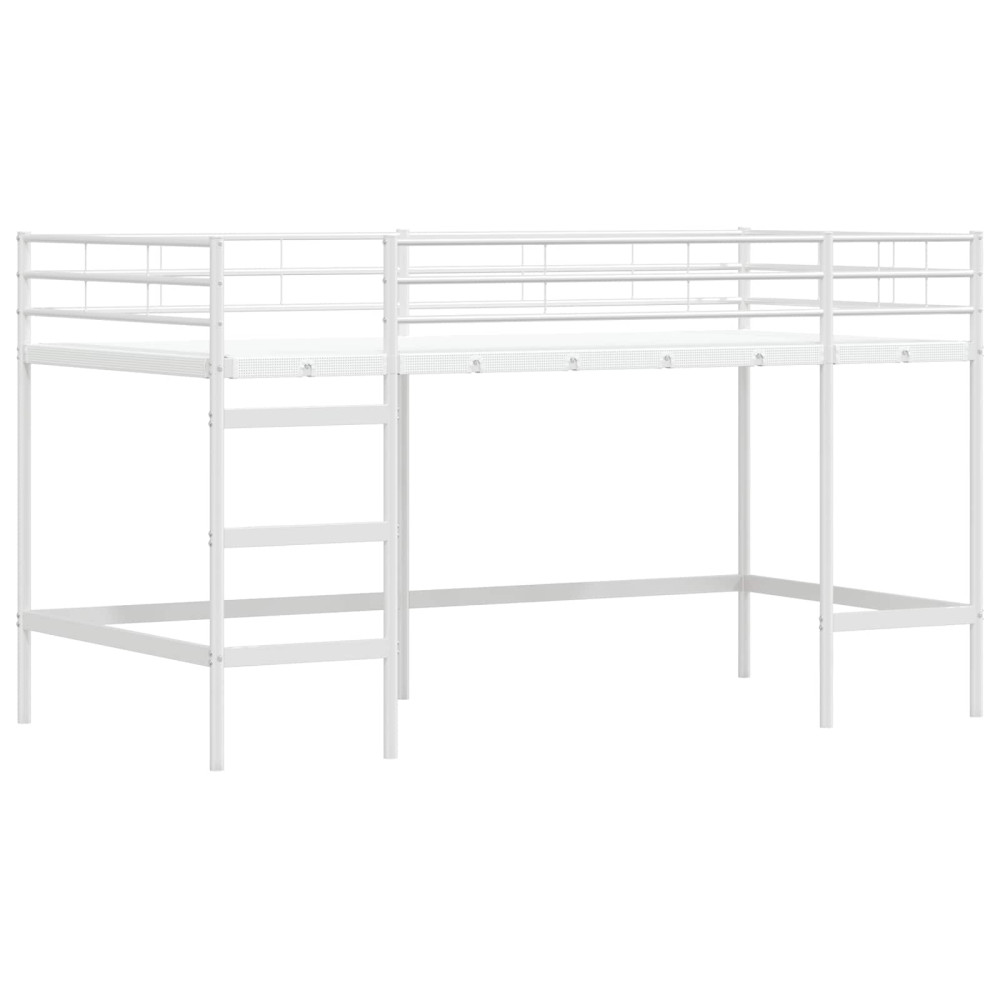 Produktbild för Barns LOFT SÄNG RAM med Gardiner Vit och Rosa 90 x 200 cm