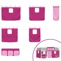Produktbild för Barns LOFT SÄNG RAM med Gardiner Vit och Rosa 90 x 200 cm